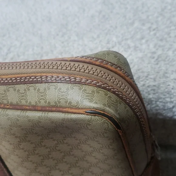 Celine Tan/Brown Leather/Coated Canvas Briefcase Document case Authentic Vintage - Picture 12 of 17